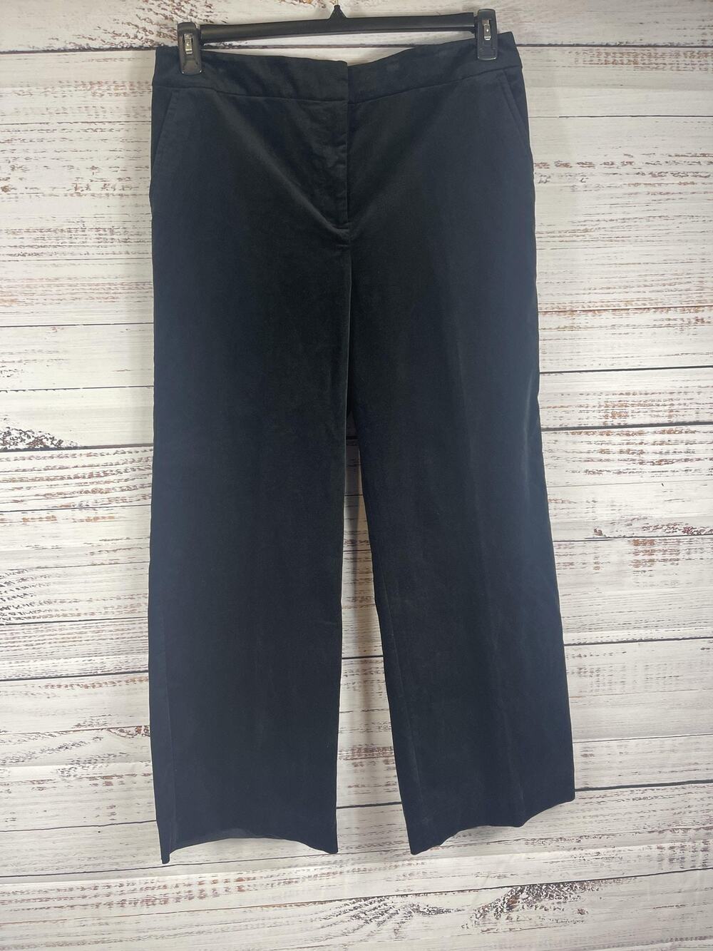 Talbots Pants Womens 16 Black Velvet Straight Leg Stretch Dress Work Career